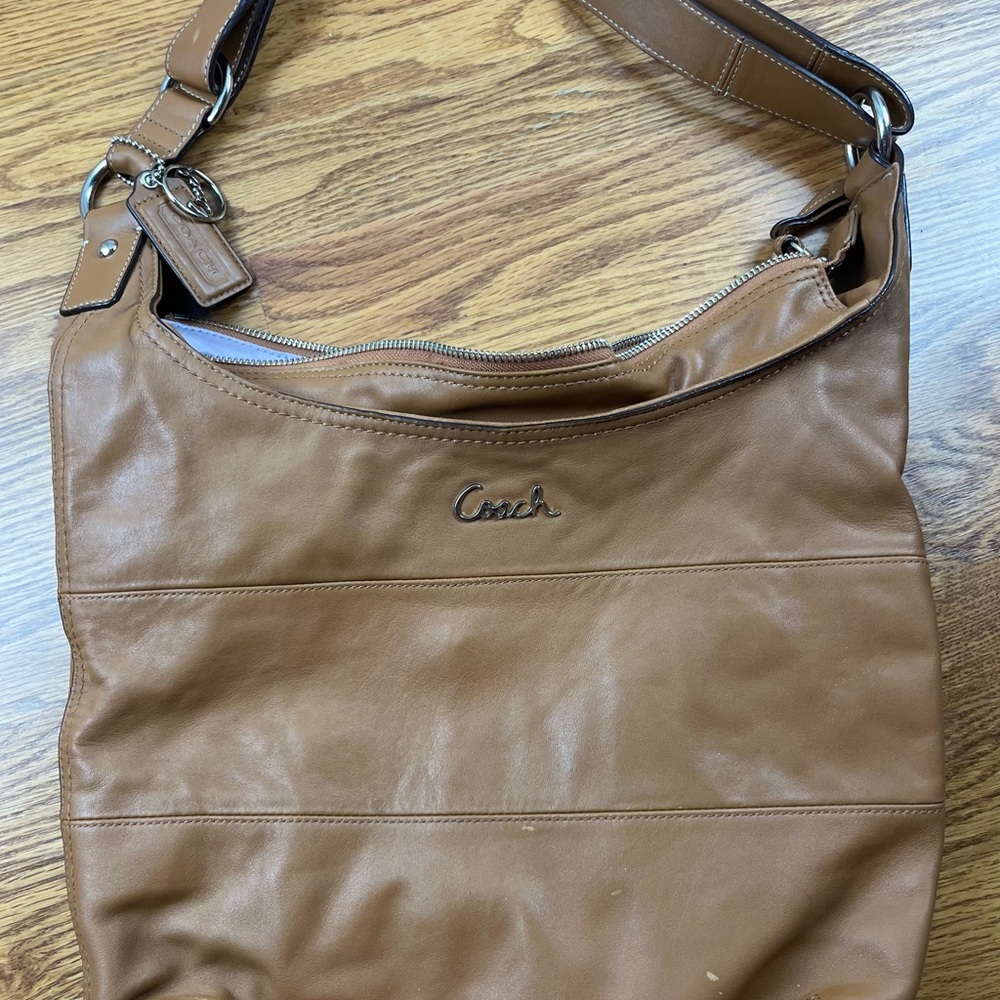 EUC Coach Duffle Shoulder Bags 2Way Diagonal Hanging F17116 Camel Brown